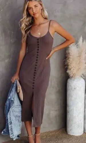 VICI Scarlett Ribbed Knit Midi Dress - Pewter thumbnail 1