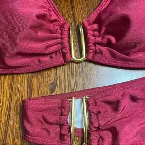 Beach Style Swimsuit Women’s Small Sexy Halter Swimwear Solid Thong Bikini thumbnail 7