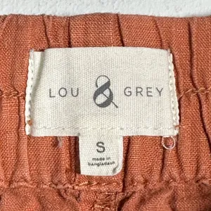 Lou & Grey Small Terracotta Brown Orange Linen Elastic‎ Waist Pants Cropped thumbnail 2