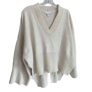 Topshop Womens Cream V-Neck Split Back Oversized Knit Sweater Ivory XS 0-2‎ thumbnail 9