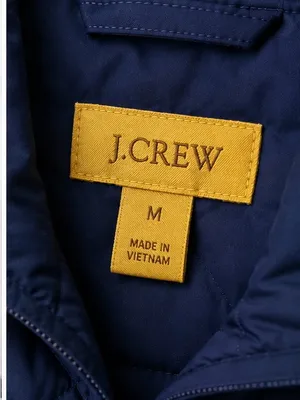 J. Crew Navy Quilted Sleeveless Zip Vest with Gold Zip thumbnail 3