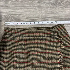 Vintage Luxury Lana Lee‎ Plaid Wool Blend Midi Skirt Sz XS Fringed Hem High Rise thumbnail 13