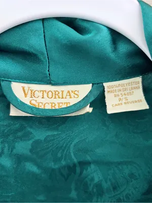 Vintage Victoria's Secret Teal Green Floral Jacquard Satin Robe P/S thumbnail 3