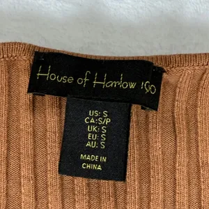 House of Harlow 1960 Brown Ribbed Knit V-Neck Cut-Out Maxi Dress Small thumbnail 2