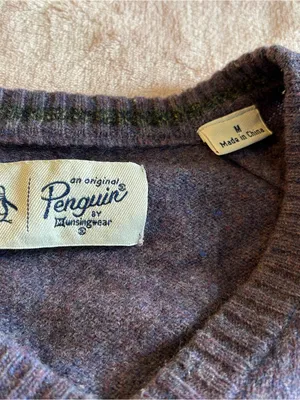 Penguin by Munsingwear purple lambswool v-neck long sleeve sweater size M winter thumbnail 6