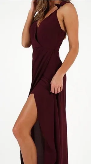 Showpo Trust Nobody Maxi‎ Dress Wine Red Wedding Guest NEW Womens UK 18 US 14 thumbnail 1