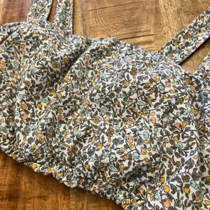Abercrombie &‎ Fitch Fruit Print Crop Top Small Milkmaid Cottagecore Linen Blend thumbnail 4