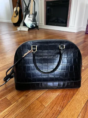 Coach Coach Black Croc Print Leather Satchel Bag thumbnail 2