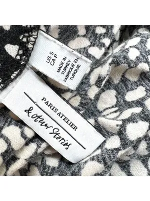 & Other Stories High Neck Speckled Pebble Print Shirt Black White Size Small thumbnail 5