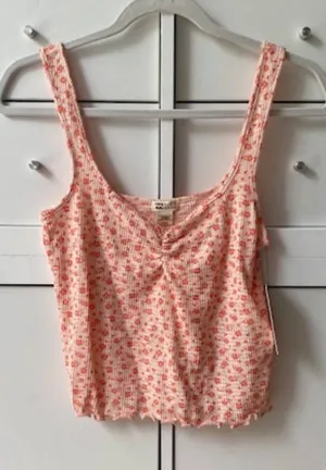 Billabong Pink Floral Ribbed Tank Top thumbnail 1