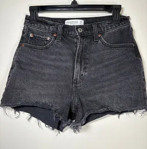 Abercrombie & Fitch The 90s Relaxed Cutoff Short Black High Rise Y2K Boho Size 2 thumbnail 1