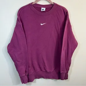 Nike‎ Women’s Magenta Pink Center Swoosh Crewneck Sweatshirt Small thumbnail 1