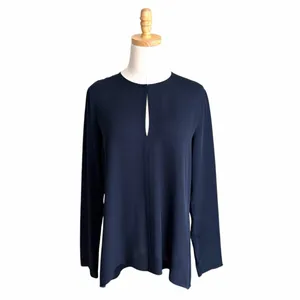Theory Slit Front Silk Tunic Top Navy Blue Size Small thumbnail 2