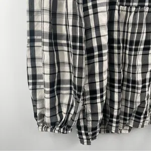 LOFT ANN TAYLOR Top Peplum Plaid Blouson Henley B&W Business Casual Size Small thumbnail 7