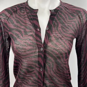 Ann Taylor Loft maroon black XS animal print cardigan thumbnail 1