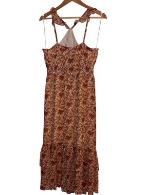 NWT Anthropologie Paige Florencia Silk Midi Dress Medium White & Cinnabar thumbnail 9