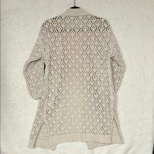 POL Cardigan Open Front Knit Cream with Black Ribbon Detail Sleeves Size Small thumbnail 6