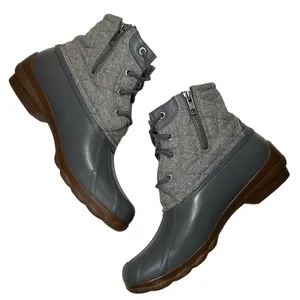 Sperry Saltwater Grey Quilted Wool Waterproof Duck Boots STS81993 Women 7.5M thumbnail 6