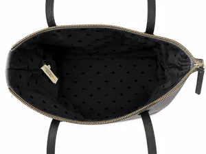 Authentic Kate Spade New York Gray Nylon Zip Tote Shoulder Bag Black Handles Gold Hardware thumbnail 4
