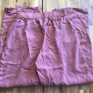 Women’s Pink Wide Leg Linen Blend Pants Tie Waist Size small thumbnail 4