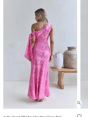 One-Shoulder Pink Maxi Dress with Shoulder Tie thumbnail 2