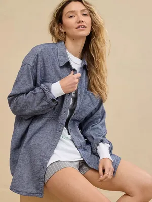 Aerie Anytime Fave Twill Shirt size medium NWT thumbnail 1