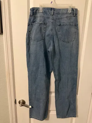 Sincerely Jules Distressed Wide Leg Jeans in medium to light wash, Sz 5/27 thumbnail 2