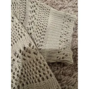 Lennie for Nina Leonard Open‎ Knit Short Sleeve Cardigan Shrug Beige Made in USA thumbnail 5