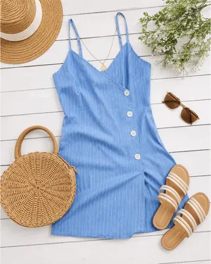 Topshop Blue Striped Dress thumbnail 2