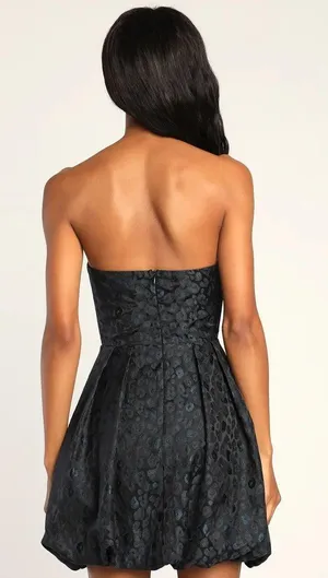 Lulus NWT Black Leopard Jacqaurd Strapless Mini Dress thumbnail 3