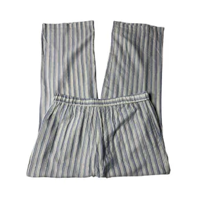 Coco Carmen Blue White Striped Wide Leg Pants L XL Coastal Linen Blend NWT thumbnail 5