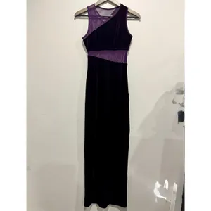 Blondie Nites Vintage 90s Purple Velvet Mesh Cutout Maxi Dress Whimsigoth Goth thumbnail 2