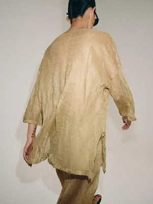 Zara NWT Metallic Gold oversized Tunic Top cover up thumbnail 4