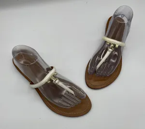 Tory Burch 'T' Logo Leather Thong Sandal - White - 9 thumbnail 1