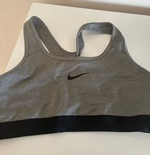 Nike Women's Grey and Black Dri-FIT Sports Bra Size Medium thumbnail 1