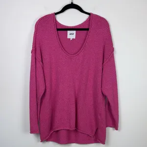 Aerie Voop Sweater Oversized Pink Women’s Size Large Cotton Relaxed Beachy thumbnail 3