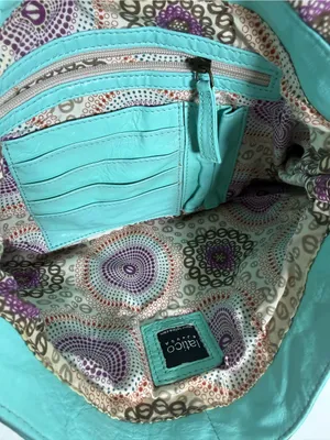 Latigo Turquoise Teal Leather Messenger Bag Y2K Boho Shoulder Crossbody Purse‎ thumbnail 6