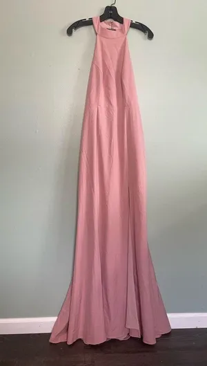 BHLDN Montreal Crepe Dusty Pink High Neck Maxi Bridesmaids Dress SZ 6 thumbnail 2