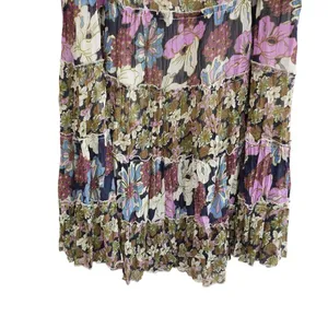 Christopher & Banks Vintage Floral Tiered‎ Flowy Maxi Skirt Purple Boho Chiffon Artsy Whimsical thumbnail 3