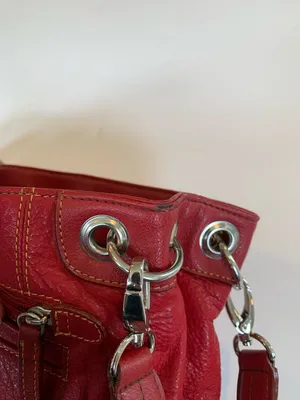 Vintage Y2K Marc Chantal Classic Ruby Red Pebbled Leather Shoulder Bag Purse thumbnail 7