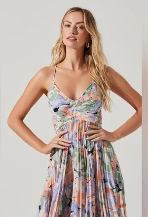 ASTR the label BLYTHE FLORAL PLISSE MIDI DRESS thumbnail 13