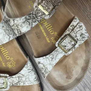 Papillio Women's Sydney Double Strap Sandals Cream Gold Marble Size 42 L11 thumbnail 7