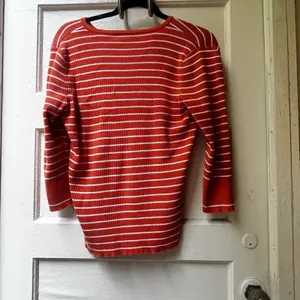 Ralph Lauren Striped Henley Sz M Orange Preppy Retro Cotton Summer 3/4 Sleeve thumbnail 2