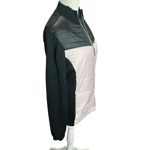 Alp-n-Rock Quilted Puffer Knit Jacket Light Pink Black Zip Up Women’s M thumbnail 4