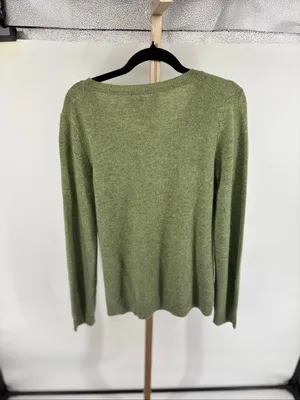 Aspen 2- Ply Cashmere V Neck Sweater Green Size Medium thumbnail 8