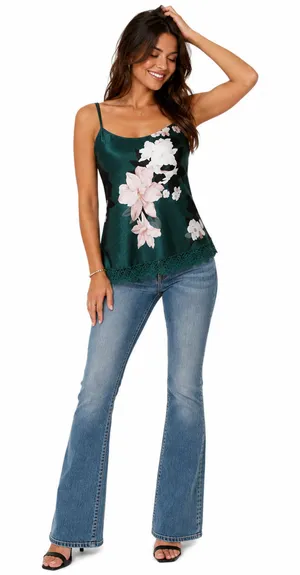 90s Revival Y2K Womens Cami Tank Top Size Large Floral Fairycore Babydoll Boho thumbnail 1