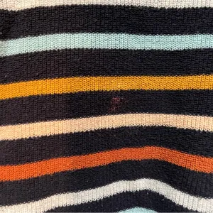 Loft Womens Size Large Crewneck Sweater Navy Blue Multicolor Stripes 100% Cotton thumbnail 9