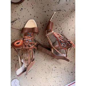 Sam Edelman Yvette Strappy Leather Suede Sandals Stacked Heel Sz 9.5 Boho Tribal thumbnail 4