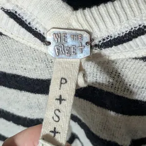 We The Free Free People Striped Crochet Sleeve V-Neck, Size Small thumbnail 2