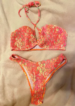 SheIn Floral Print Smocked Halter Bikini thumbnail 1